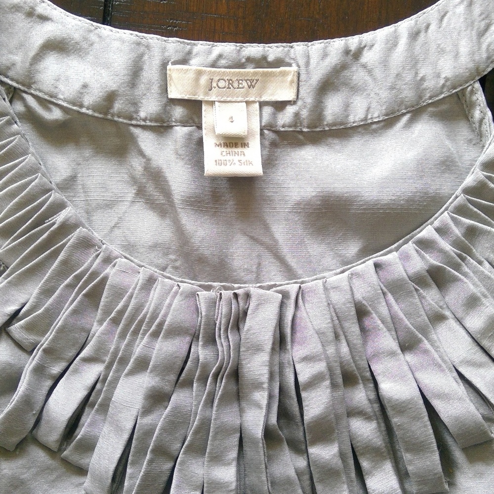 !2 for $10! J Crew Silk Silver top pleated neck